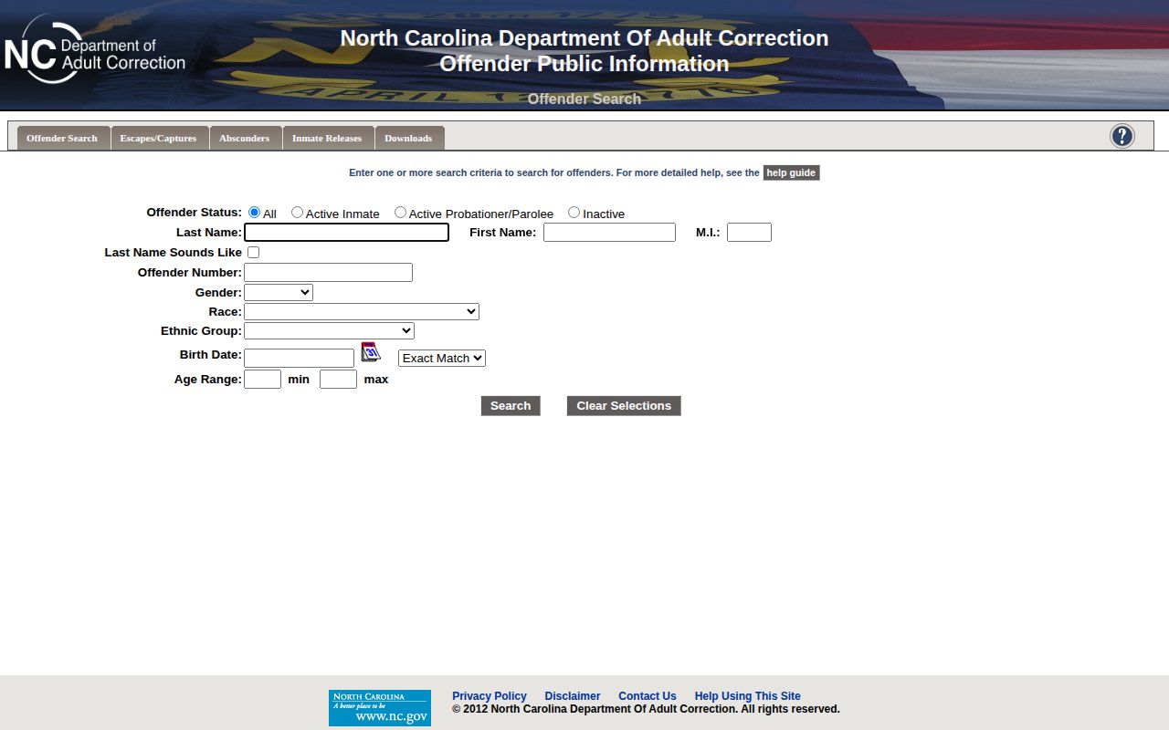 NC DAC New Hanover County released inmate search